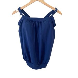 Land's End NWT Navy Blue Tankini Chlorine Resistant‎ Swimsuit Top